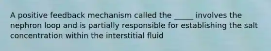 A positive feedback mechanism called the _____ involves the nephron loop and is partially responsible for establishing the salt concentration within the interstitial fluid