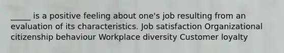 _____ is a positive feeling about one's job resulting from an evaluation of its characteristics. Job satisfaction Organizational citizenship behaviour Workplace diversity Customer loyalty