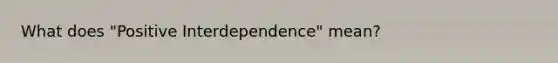 What does "Positive Interdependence" mean?