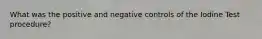 What was the positive and negative controls of the Iodine Test procedure?