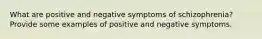 What are positive and negative symptoms of schizophrenia? Provide some examples of positive and negative symptoms.