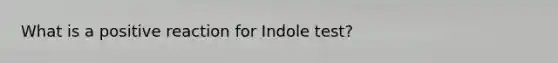 What is a positive reaction for Indole test?