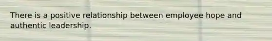 There is a positive relationship between employee hope and authentic leadership.