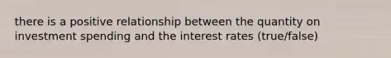 there is a positive relationship between the quantity on investment spending and the interest rates (true/false)