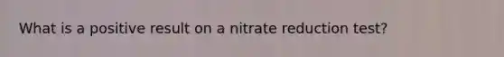 What is a positive result on a nitrate reduction test?