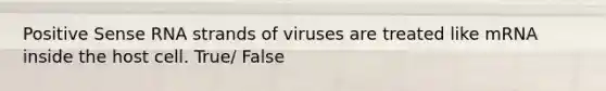 Positive Sense RNA strands of viruses are treated like mRNA inside the host cell. True/ False