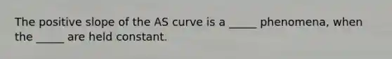 The positive slope of the AS curve is a _____ phenomena, when the _____ are held constant.