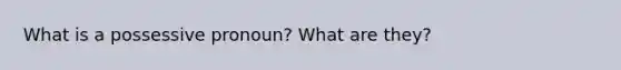 What is a possessive pronoun? What are they?