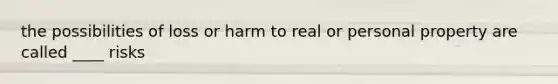 the possibilities of loss or harm to real or personal property are called ____ risks