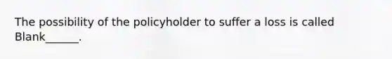 The possibility of the policyholder to suffer a loss is called Blank______.