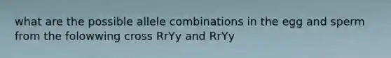 what are the possible allele combinations in the egg and sperm from the folowwing cross RrYy and RrYy