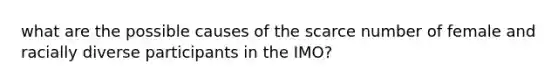 what are the possible causes of the scarce number of female and racially diverse participants in the IMO?