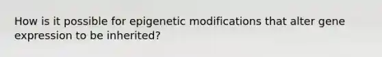 How is it possible for epigenetic modifications that alter gene expression to be inherited?