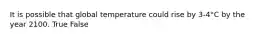 It is possible that global temperature could rise by 3-4°C by the year 2100. True False