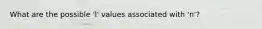 What are the possible 'l' values associated with 'n'?