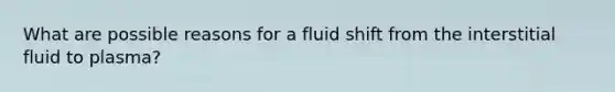 What are possible reasons for a fluid shift from the interstitial fluid to plasma?