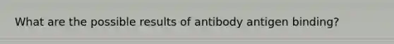 What are the possible results of antibody antigen binding?