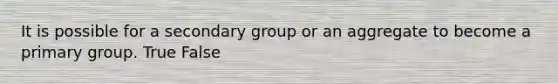 ​It is possible for a secondary group or an aggregate to become a primary group. True False