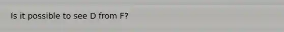 Is it possible to see D from F?
