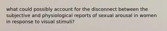 what could possibly account for the disconnect between the subjective and physiological reports of sexual arousal in women in response to visual stimuli?