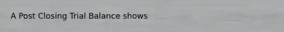 A Post Closing Trial Balance shows