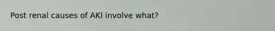 Post renal causes of AKI involve what?