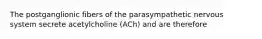 The postganglionic fibers of the parasympathetic nervous system secrete acetylcholine (ACh) and are therefore