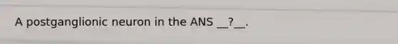 A postganglionic neuron in the ANS __?__.