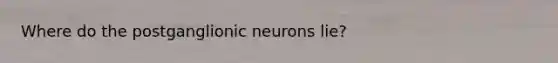 Where do the postganglionic neurons lie?