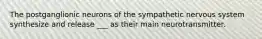 The postganglionic neurons of the sympathetic nervous system synthesize and release ___ as their main neurotransmitter.