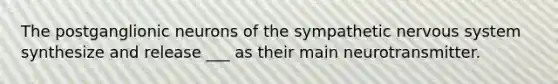 The postganglionic neurons of the sympathetic nervous system synthesize and release ___ as their main neurotransmitter.