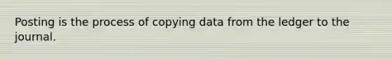 Posting is the process of copying data from the ledger to the journal.