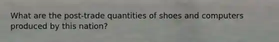 What are the post-trade quantities of shoes and computers produced by this nation?