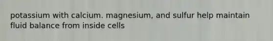 potassium with calcium. magnesium, and sulfur help maintain fluid balance from inside cells