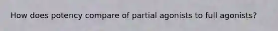 How does potency compare of partial agonists to full agonists?
