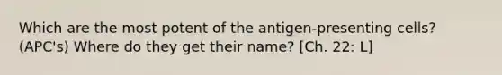 Which are the most potent of the antigen-presenting cells? (APC's) Where do they get their name? [Ch. 22: L]