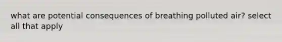 what are potential consequences of breathing polluted air? select all that apply