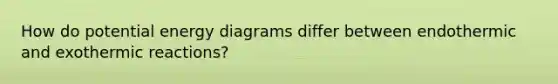 How do potential energy diagrams differ between endothermic and exothermic reactions?