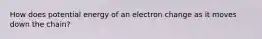 How does potential energy of an electron change as it moves down the chain?