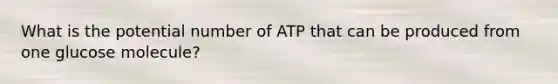 What is the potential number of ATP that can be produced from one glucose molecule?