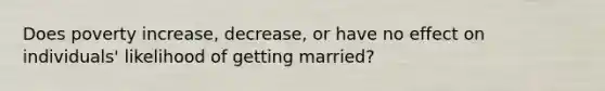 Does poverty increase, decrease, or have no effect on individuals' likelihood of getting married?