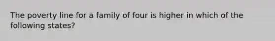 The poverty line for a family of four is higher in which of the following states?