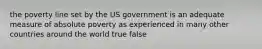 the poverty line set by the US government is an adequate measure of absolute poverty as experienced in many other countries around the world true false