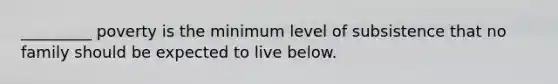 _________ poverty is the minimum level of subsistence that no family should be expected to live below.