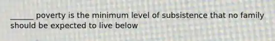 ______ poverty is the minimum level of subsistence that no family should be expected to live below