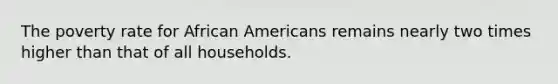 The poverty rate for African Americans remains nearly two times higher than that of all households.