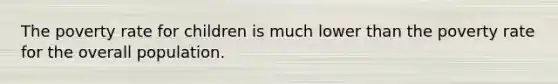 The poverty rate for children is much lower than the poverty rate for the overall population.