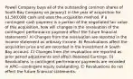 Powell Company buys all of the outstanding common shares of South Bay Company on January1 in the year of acquisition for 1,500,000 cash and uses the acquisition method. If a contingent cash payment is a portion of the negotiated fair value of this acquisition, how will changes in the revaluation of the contingent performance payment affect the future financial statements? A) Changes from the revaluation are reported in the income statement as ordinary income. B) Revaluations affect the acquisition price and are recorded in the Investment in South Bay account. C) Changes from the revaluation are reported as prior period adjustments and affect Retained Earnings. D) Revaluations in contingent performance payments are recorded in APIC—contingent equity outstanding. E) Revaluations do not effect the future financial statements.