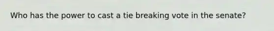 Who has the power to cast a tie breaking vote in the senate?