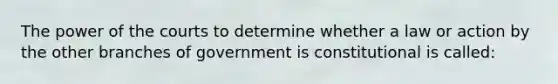 The power of the courts to determine whether a law or action by the other branches of government is constitutional is called: